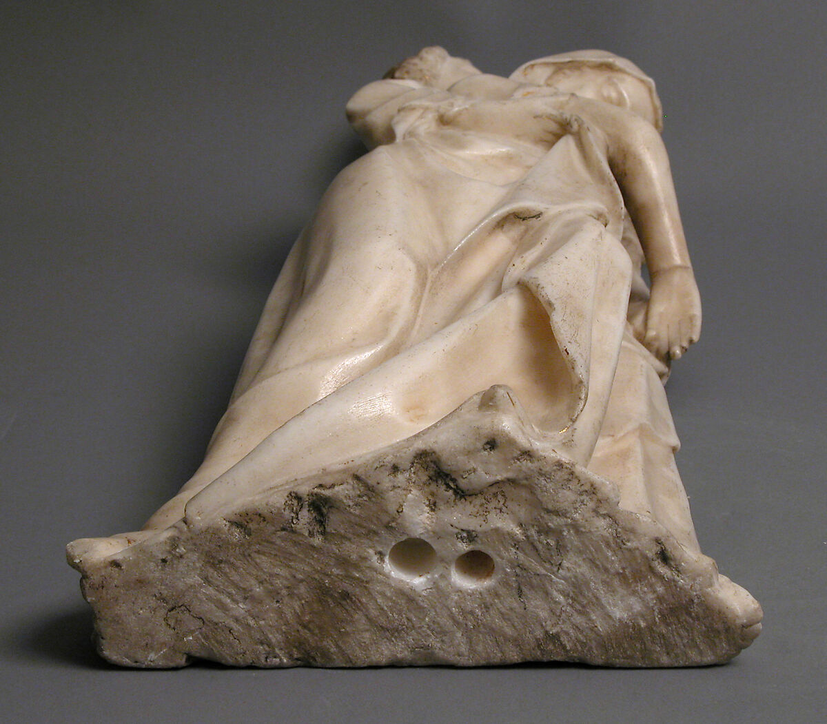 The Virgin Supported by Saint John, from a Crucifixion Group, Marble, traces of gilding, South Netherlandish
