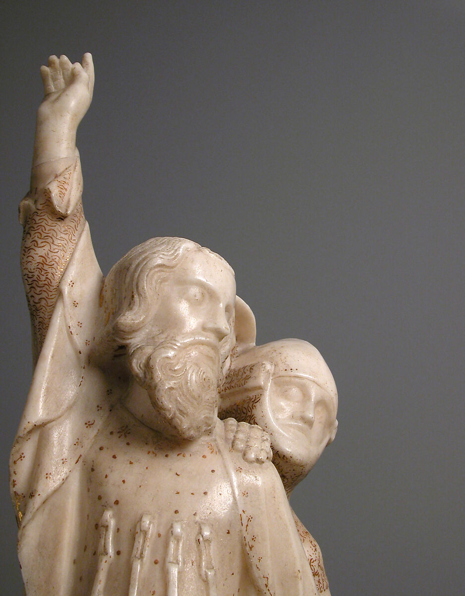 The Centurion and Two Soldiers, from a Crucifixion Group, Marble, gilding, Franco-Netherlandish