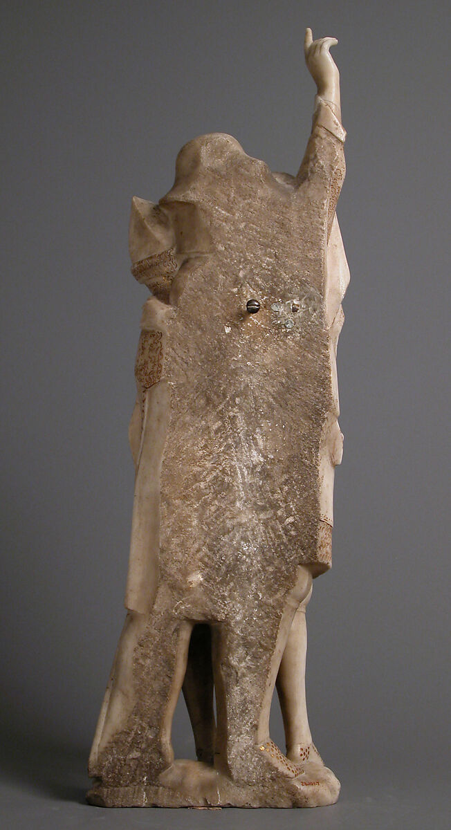 The Centurion and Two Soldiers, from a Crucifixion Group, Marble, gilding, Franco-Netherlandish