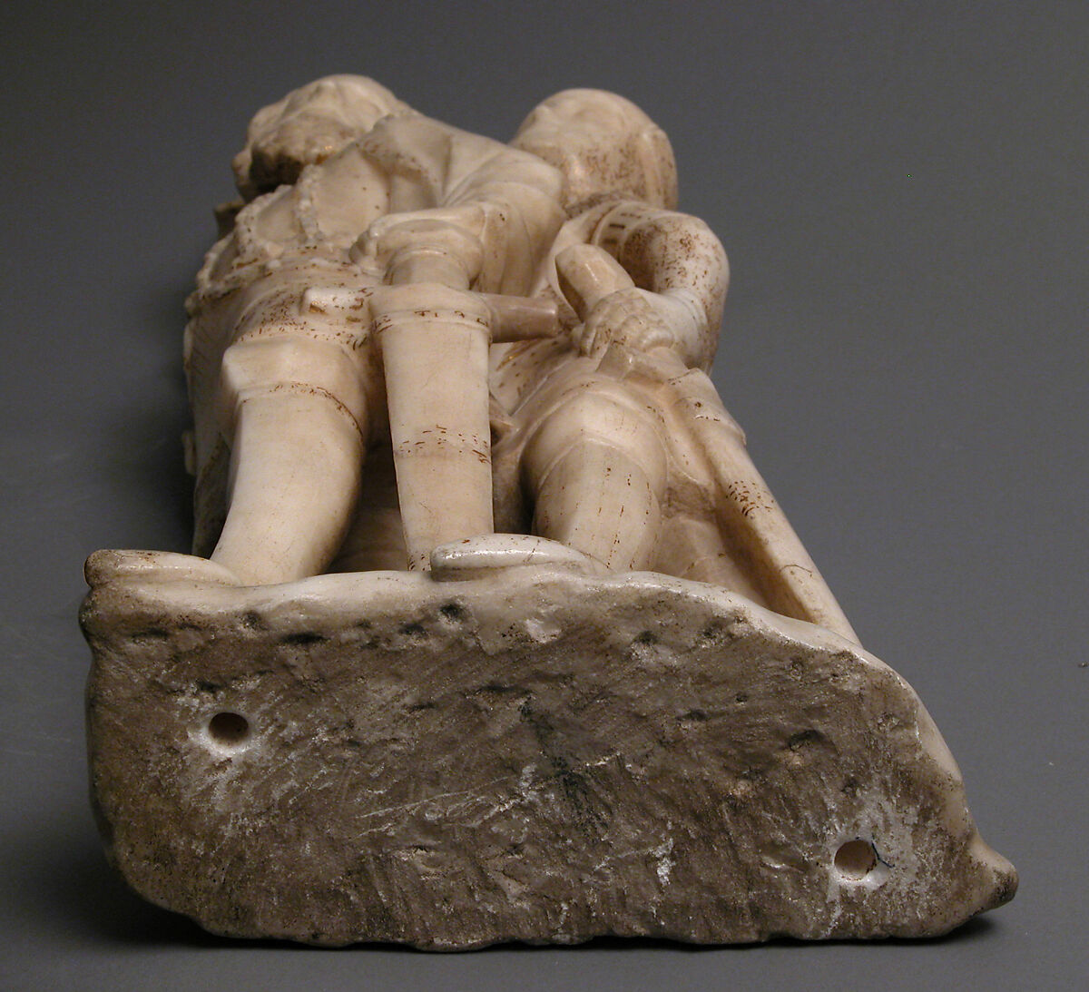 The Centurion and Two Soldiers, from a Crucifixion Group, Marble, gilding, Franco-Netherlandish