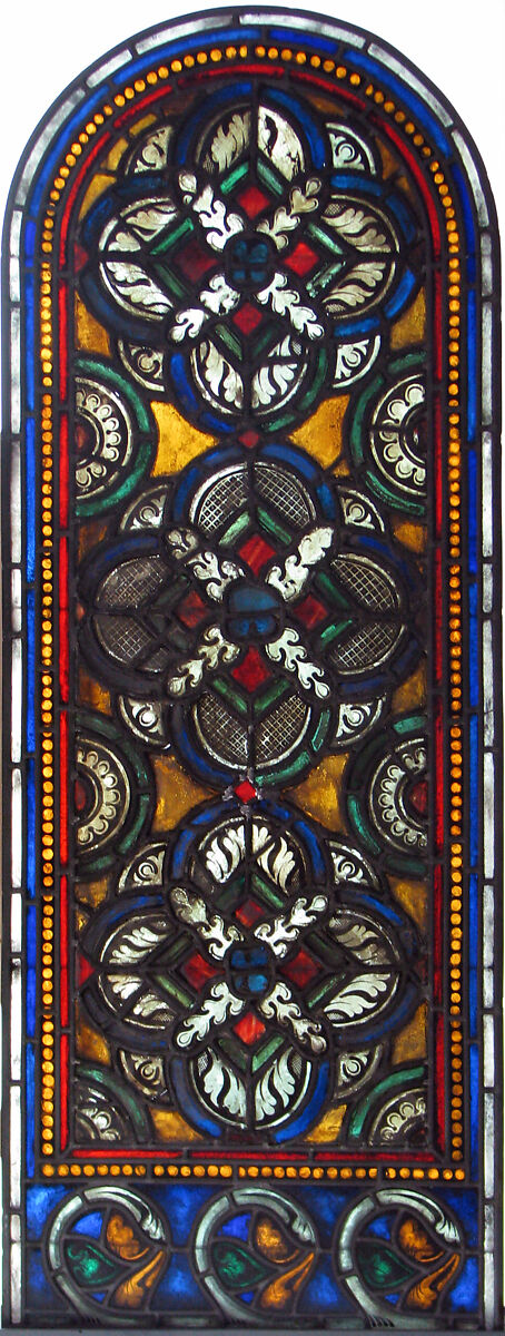 Ornamental Window, Pot-metal glass and vitreous paint, French