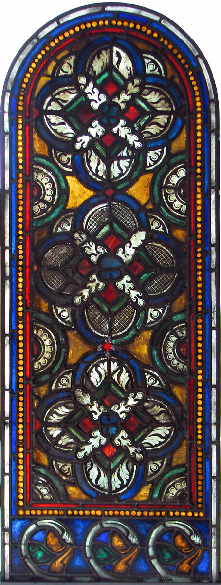 Ornamental Window, Pot-metal glass and vitreous paint, French 