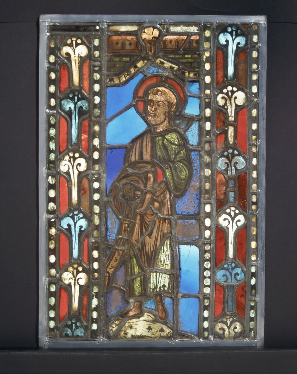 Figure of Saint, Stained glass, French 