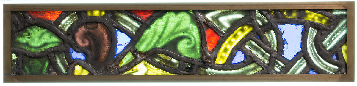 Foliate Border Section, Pot-metal glass, vitreous paint, and lead, French