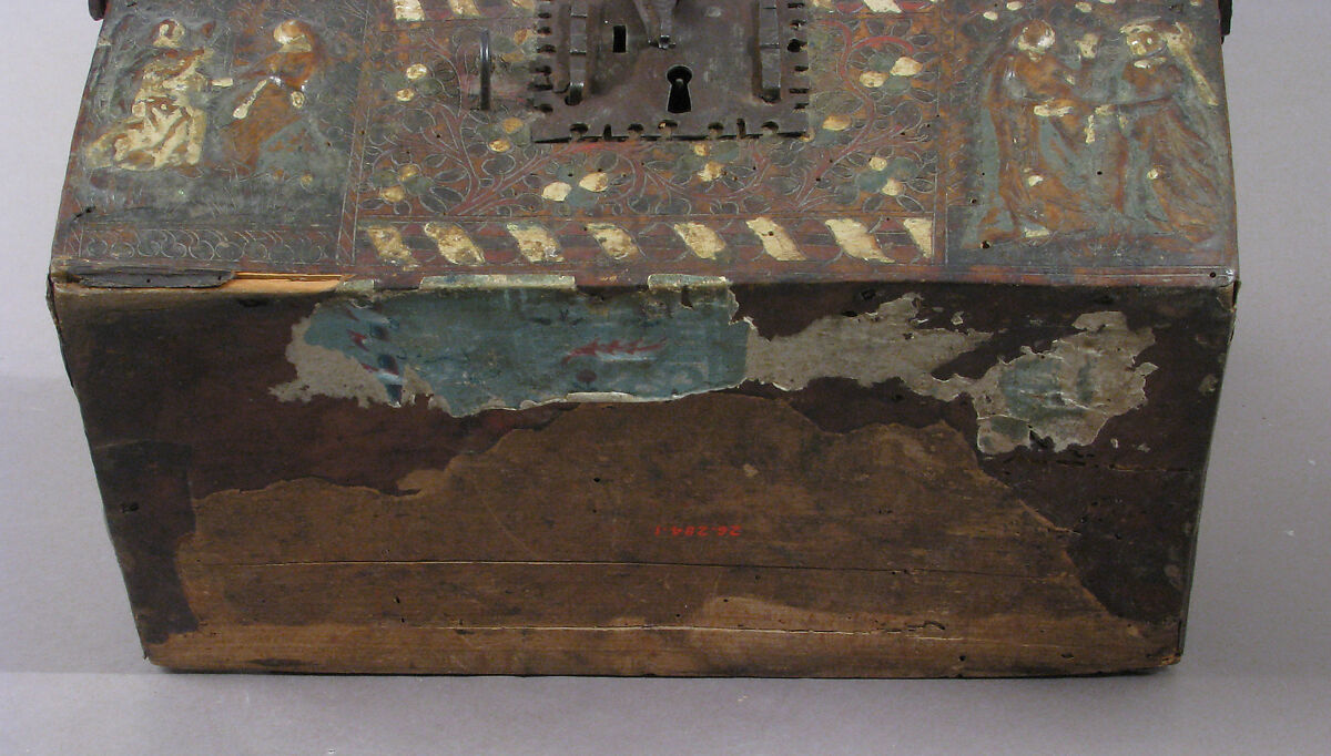 Coffret, Leather, (stamped and tooled) with polychromy, metal fittings, French