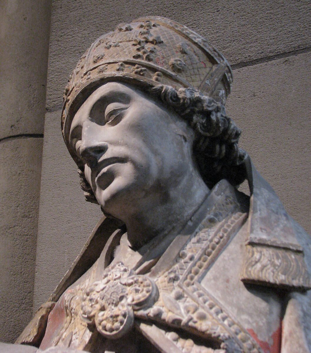 Saint Augustine, Limestone with paint and gilding, French