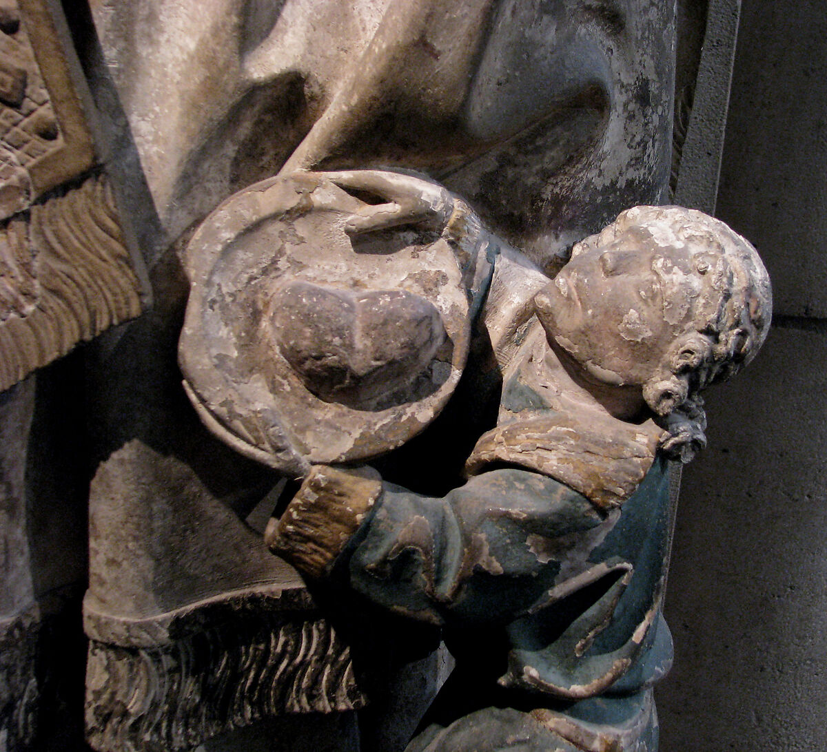 Saint Augustine, Limestone with paint and gilding, French