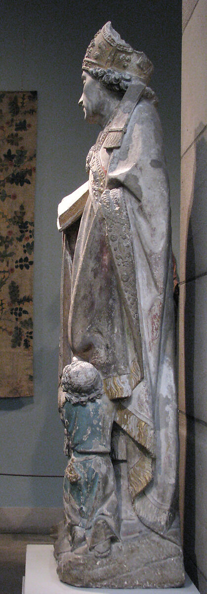Saint Augustine, Limestone with paint and gilding, French