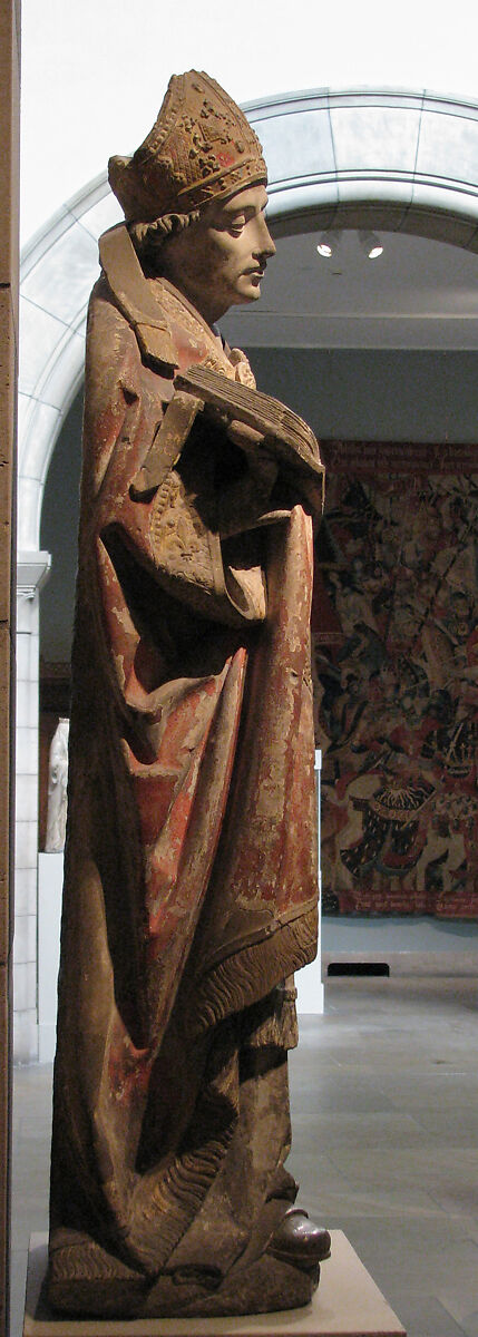 Saint Augustine, Limestone with paint and gilding, French