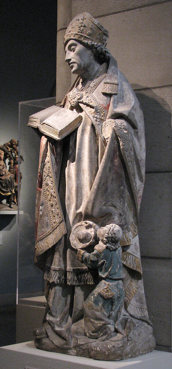 Saint Augustine, Limestone with paint and gilding, French