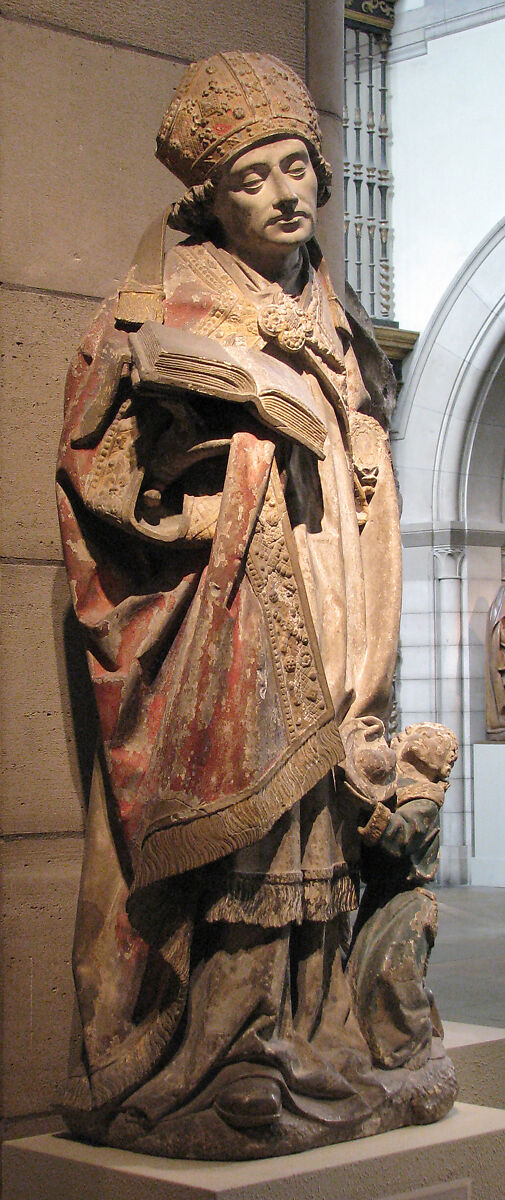 Saint Augustine, Limestone with paint and gilding, French