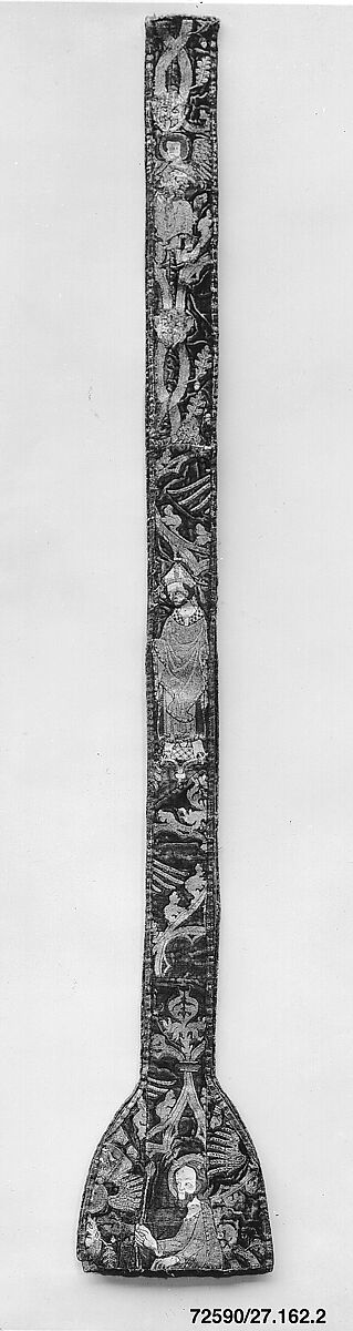 Stole with Various Saints, Silk & metal thread on velvet, British