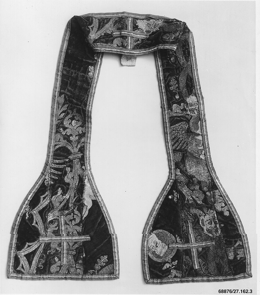 Stole with Various Saints, Silk & metal thread on velvet, British