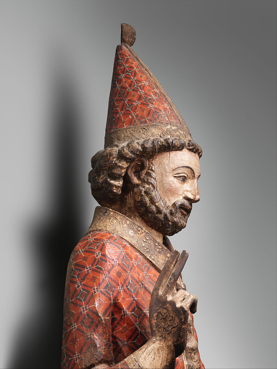 Saint Peter as the First Pope, Pine partially covered with canvas, gesso, and paint, Catalan