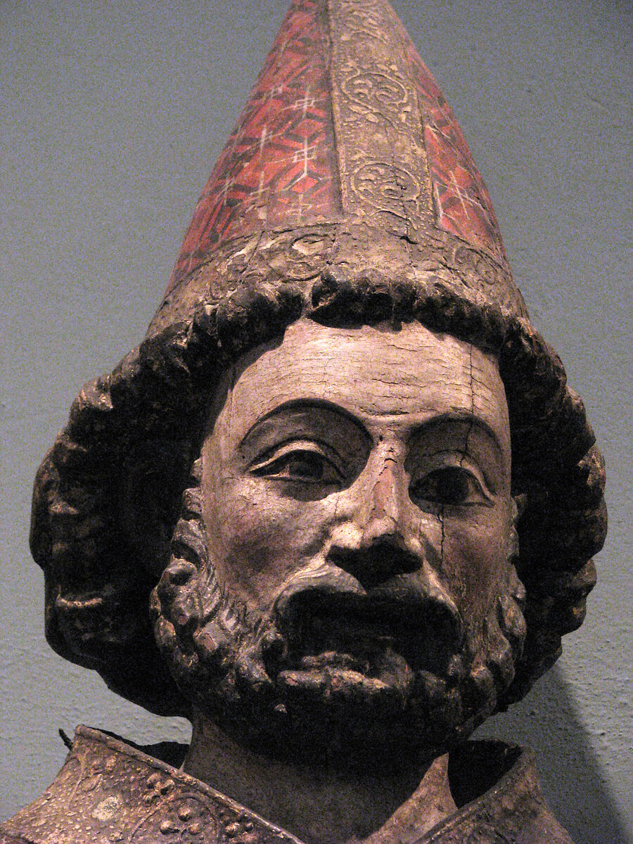 Saint Peter as the First Pope, Pine partially covered with canvas, gesso, and paint, Catalan