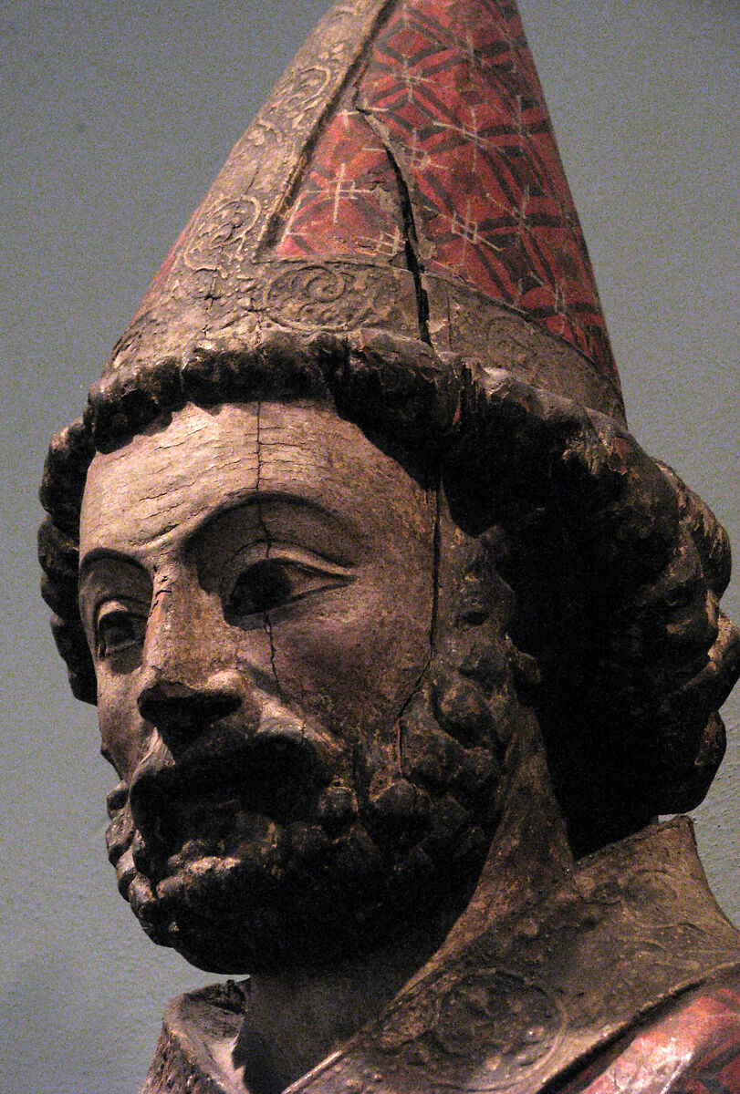 Saint Peter as the First Pope, Pine partially covered with canvas, gesso, and paint, Catalan