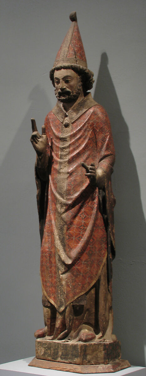 Saint Peter as the First Pope, Pine partially covered with canvas, gesso, and paint, Catalan