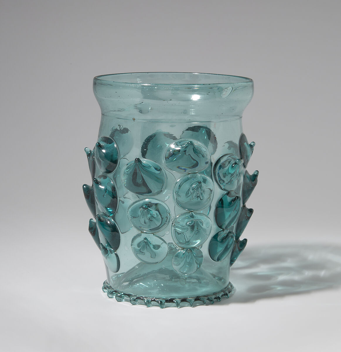 Beaker (Krautstrunk), Free-blown glass with applied decoration, German