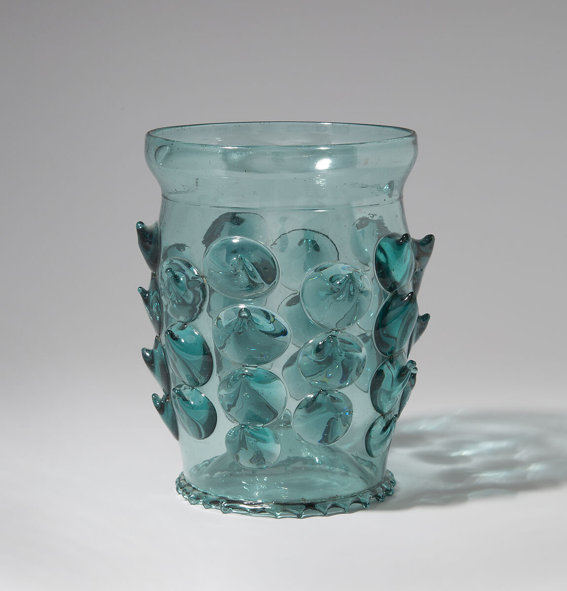 Beaker (Krautstrunk), Free-blown glass with applied decoration, German