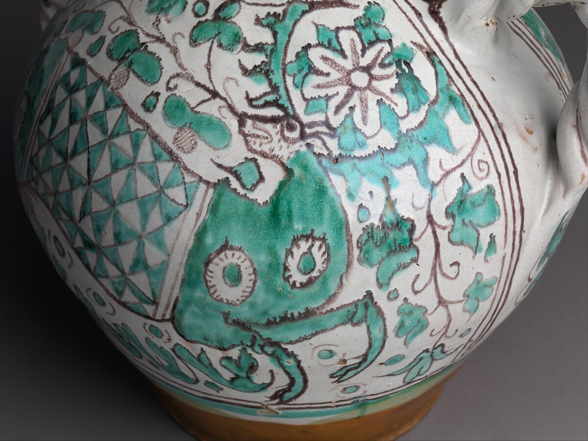 Two-Handled Jar with Stag, Tin-glazed earthenware, Italian