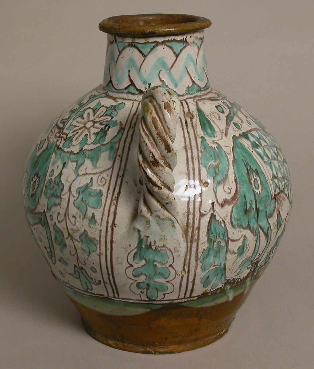 Two-Handled Jar with Stag, Tin-glazed earthenware, Italian