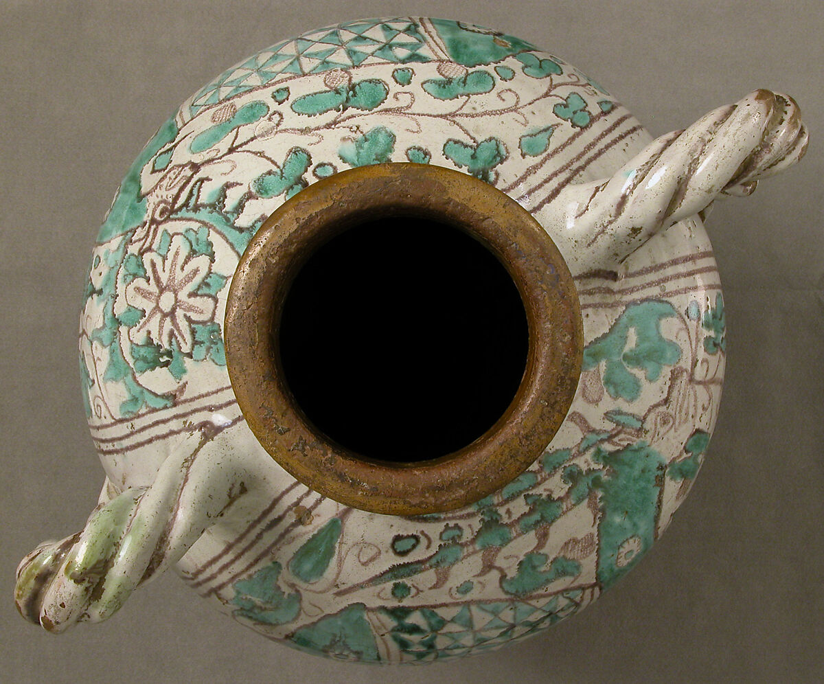 Two-Handled Jar with Stag, Tin-glazed earthenware, Italian