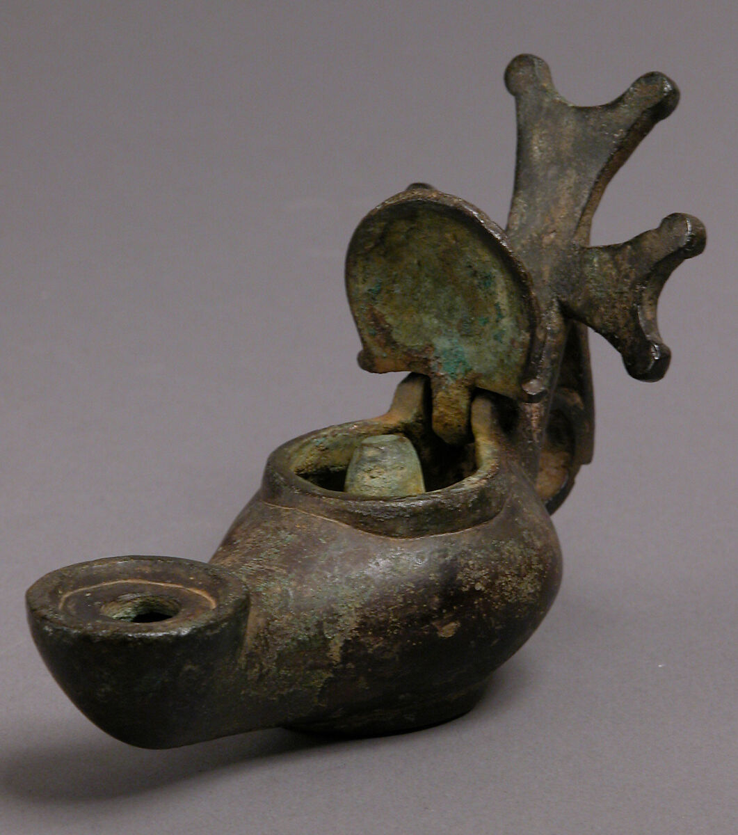 Standing Lamp with a Cross on a Pricket Stand, Copper alloy, Byzantine