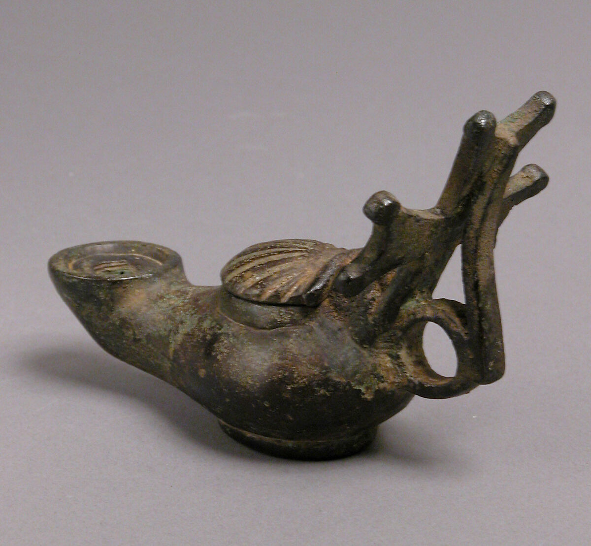 Standing Lamp with a Cross on a Pricket Stand, Copper alloy, Byzantine