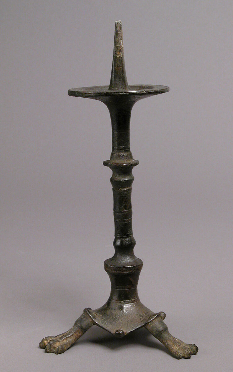 Standing Lamp with a Cross on a Pricket Stand, Copper alloy, Byzantine