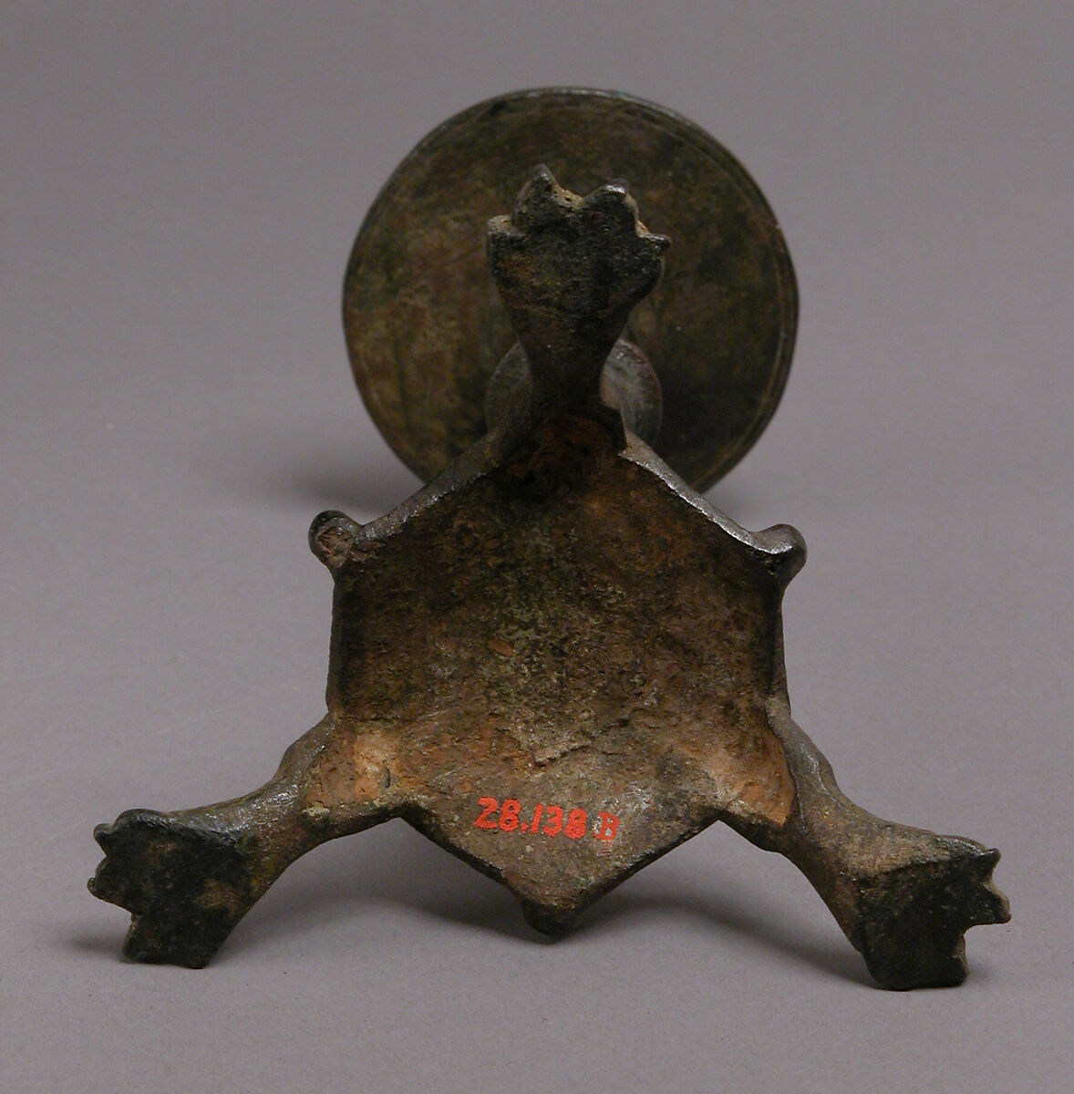 Standing Lamp with a Cross on a Pricket Stand, Copper alloy, Byzantine