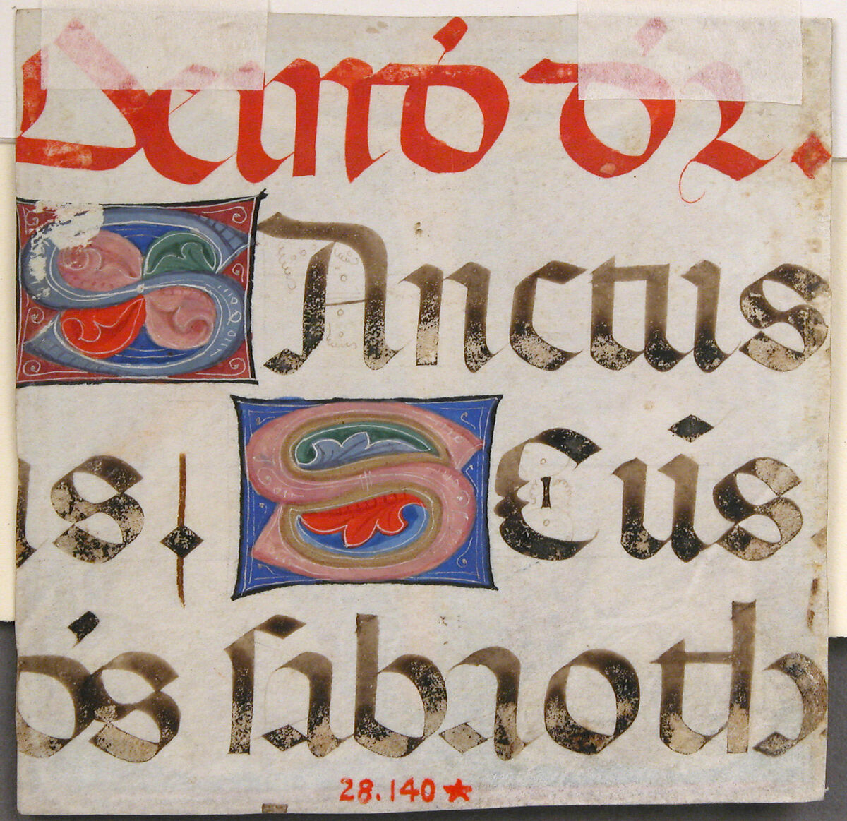 Manuscript Illumination with Crucifixion in an Initial T, from a Missal, Tempera, ink and gold on parchment, French