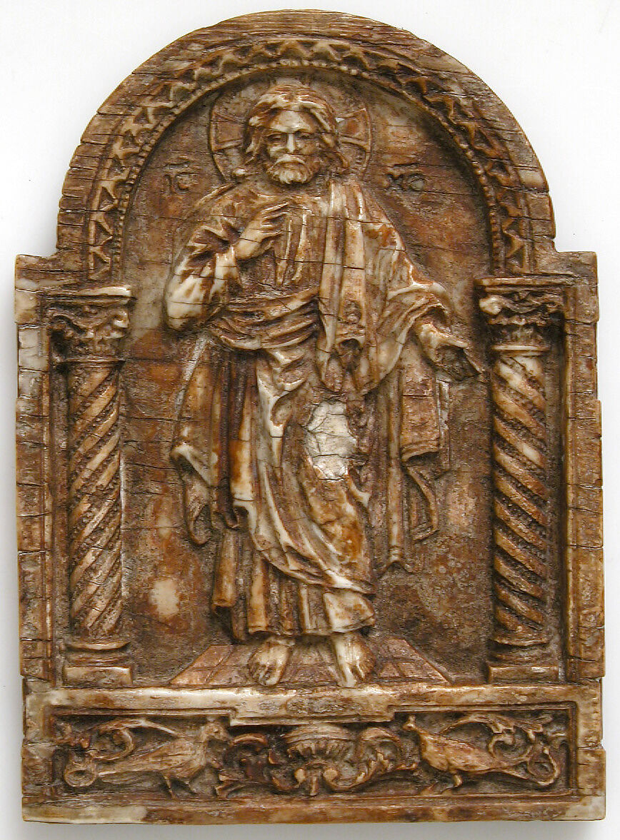 Panel with Christ Teaching, Elephant ivory, European (Medieval style) 