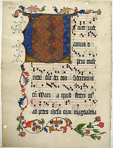Manuscript Leaf with the Initial V, from an Antiphonary