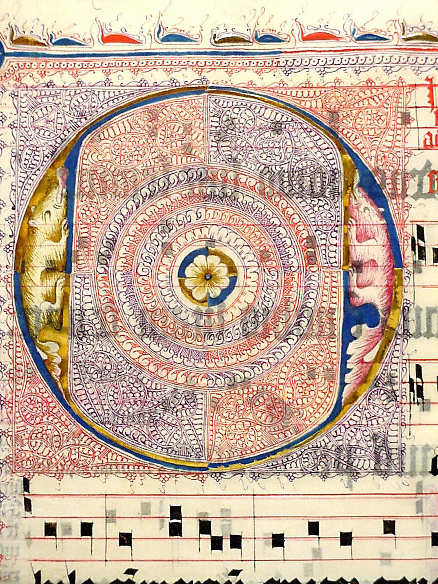 Manuscript Leaf with Initial O, from an Antiphonary, Tempera, ink, and metal leaf on parchment, German