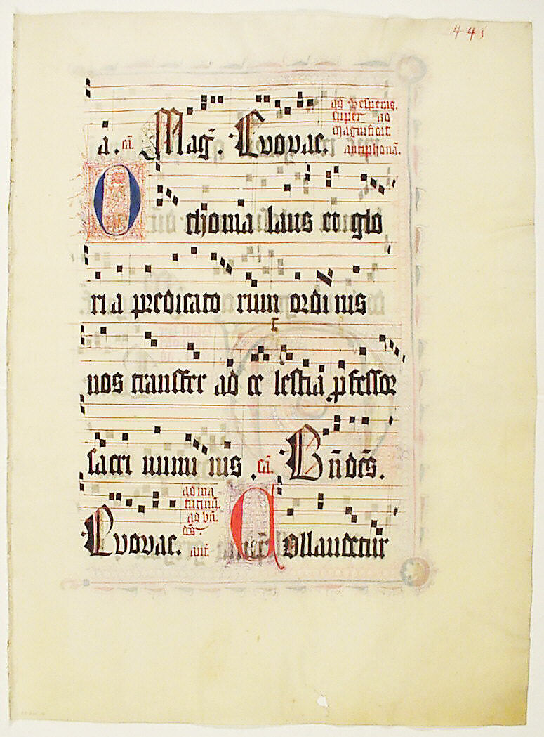 Manuscript Leaf, from an Antiphonary, Tempera, ink, and metal leaf on parchment, German 