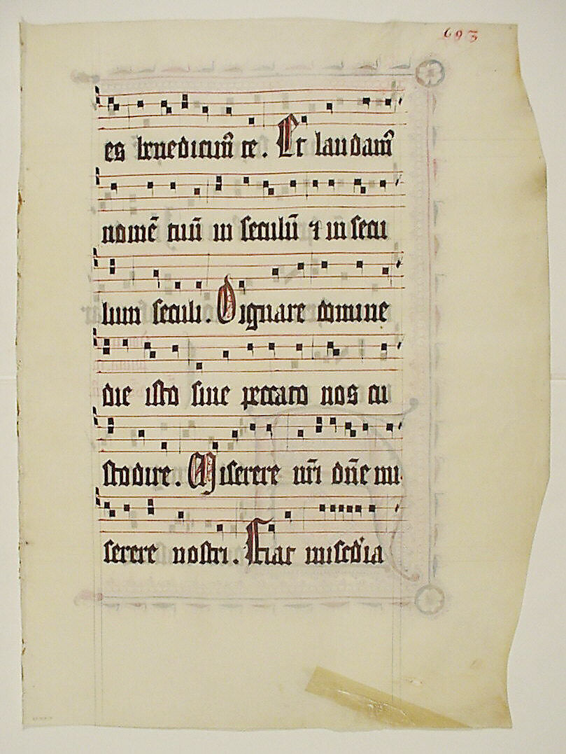 Manuscript Leaf with Initial A, from an Antiphonary, Tempera, ink, and metal leaf on parchment, German