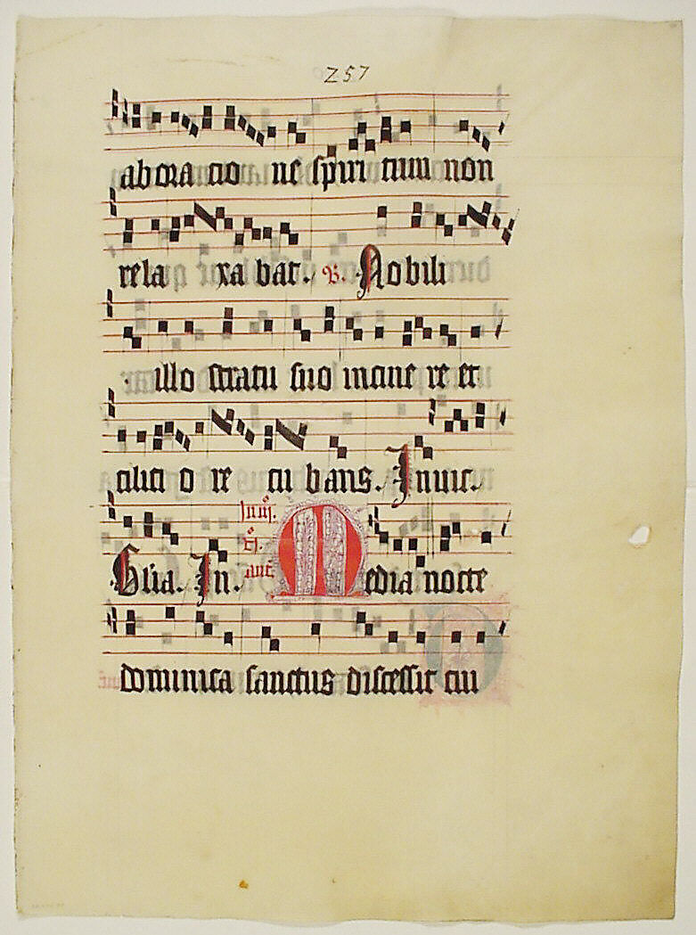 Manuscript Leaf with Initial M, from an Antiphonary, Tempera, ink, and metal leaf on parchment, German 