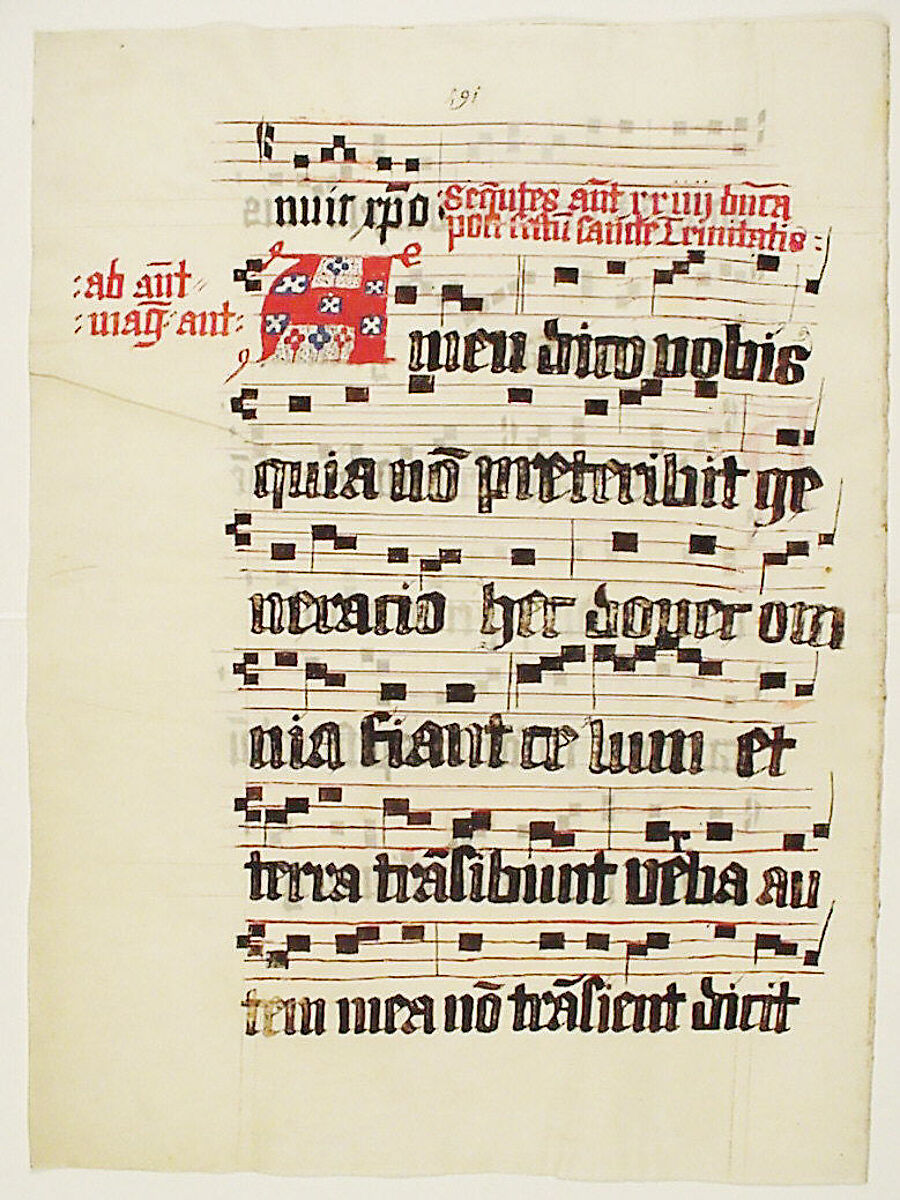 Manuscript Leaf with Initial A, from an Antiphonary, Tempera, ink, and metal leaf on parchment, German 