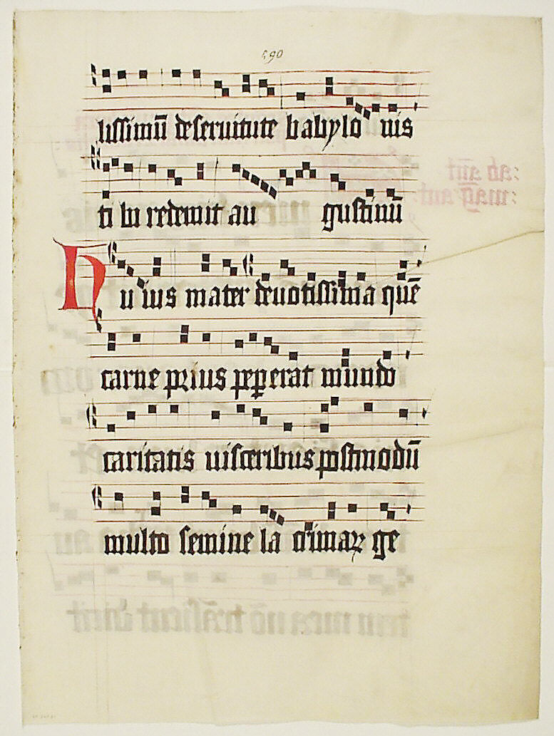 Manuscript Leaf with Initial A, from an Antiphonary, Tempera, ink, and metal leaf on parchment, German