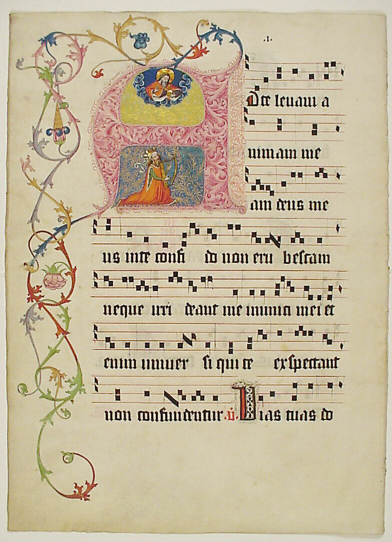 Manuscript Leaf with Initial A, from a Gradual, Tempera, ink, and metal leaf on parchment, German 