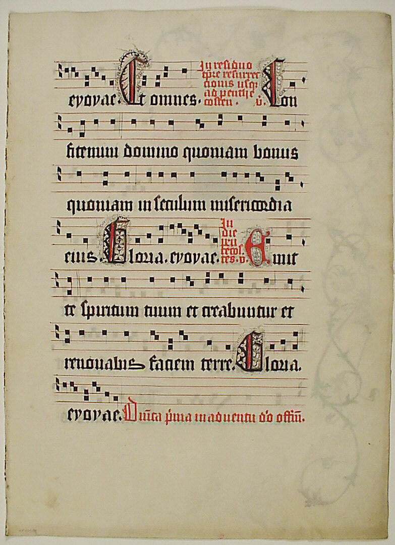Manuscript Leaf with Initial A, from a Gradual, Tempera, ink, and metal leaf on parchment, German