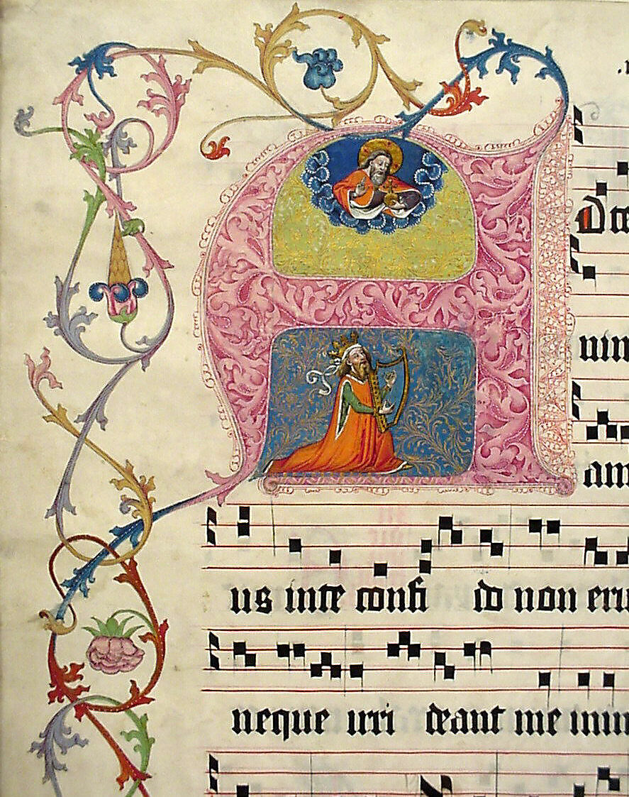 Manuscript Leaf with Initial A, from a Gradual, Tempera, ink, and metal leaf on parchment, German