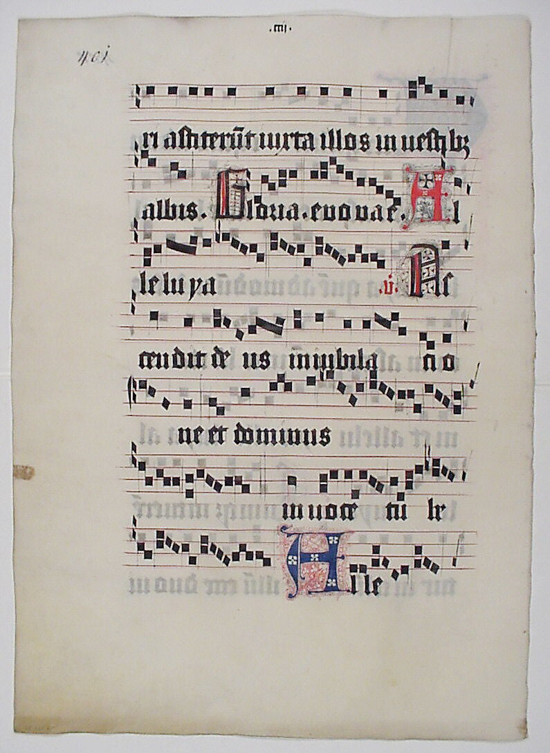 Manuscript Leaf with Initial V, from a Gradual, Tempera, ink, and metal leaf on parchment, German