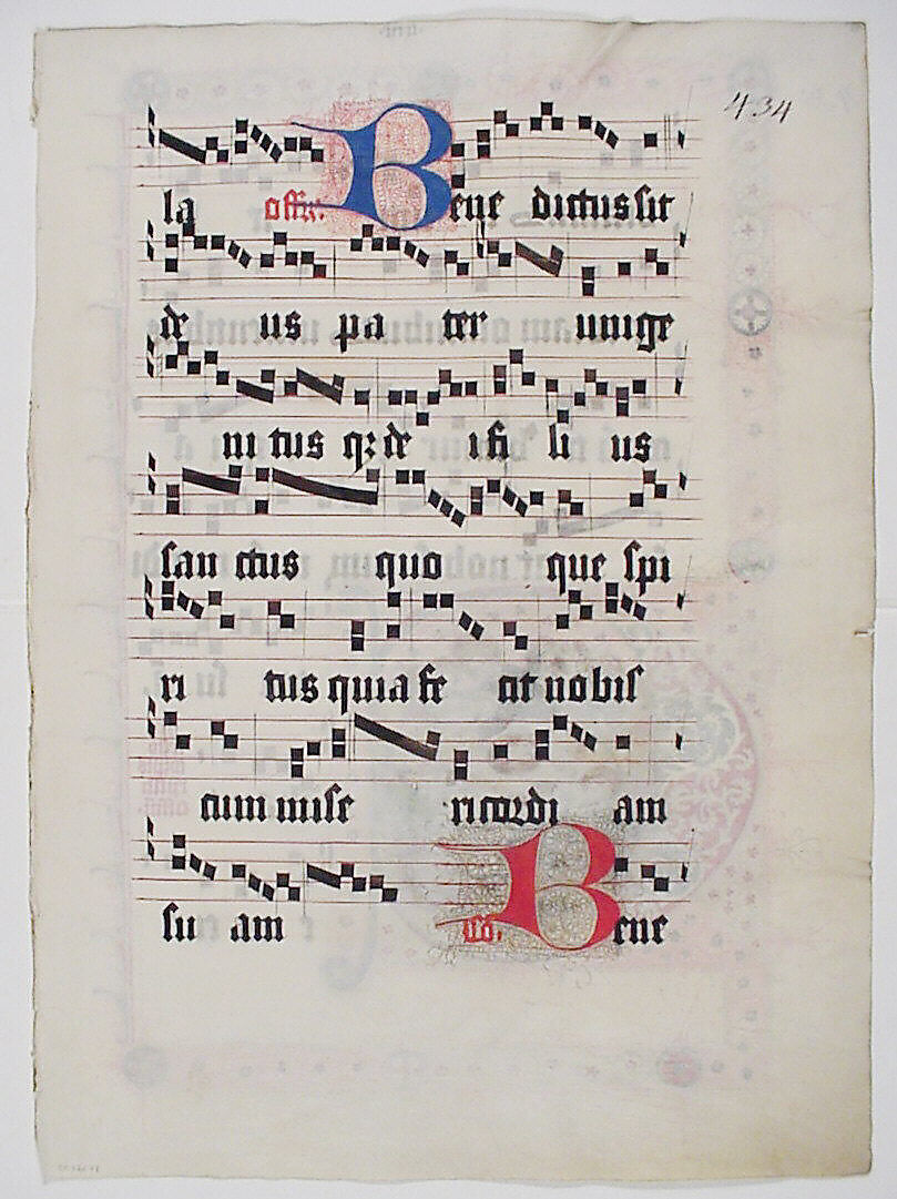 Manuscript Leaf with Initial C, from a Gradual, Tempera, ink, and metal leaf on parchment, German