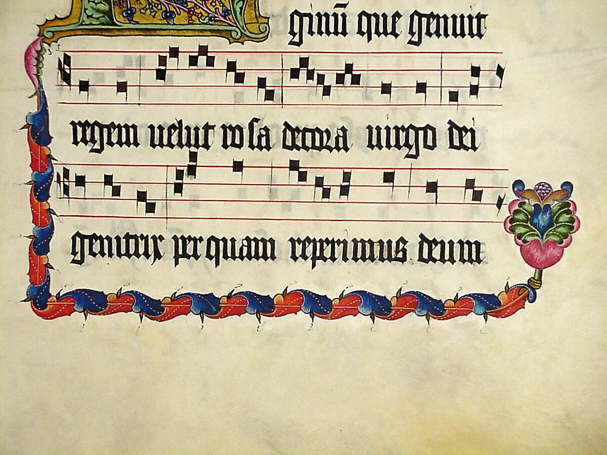 Manuscript Leaf with Initial H, from an Antiphonary, Tempera, ink, and metal leaf on parchment, German