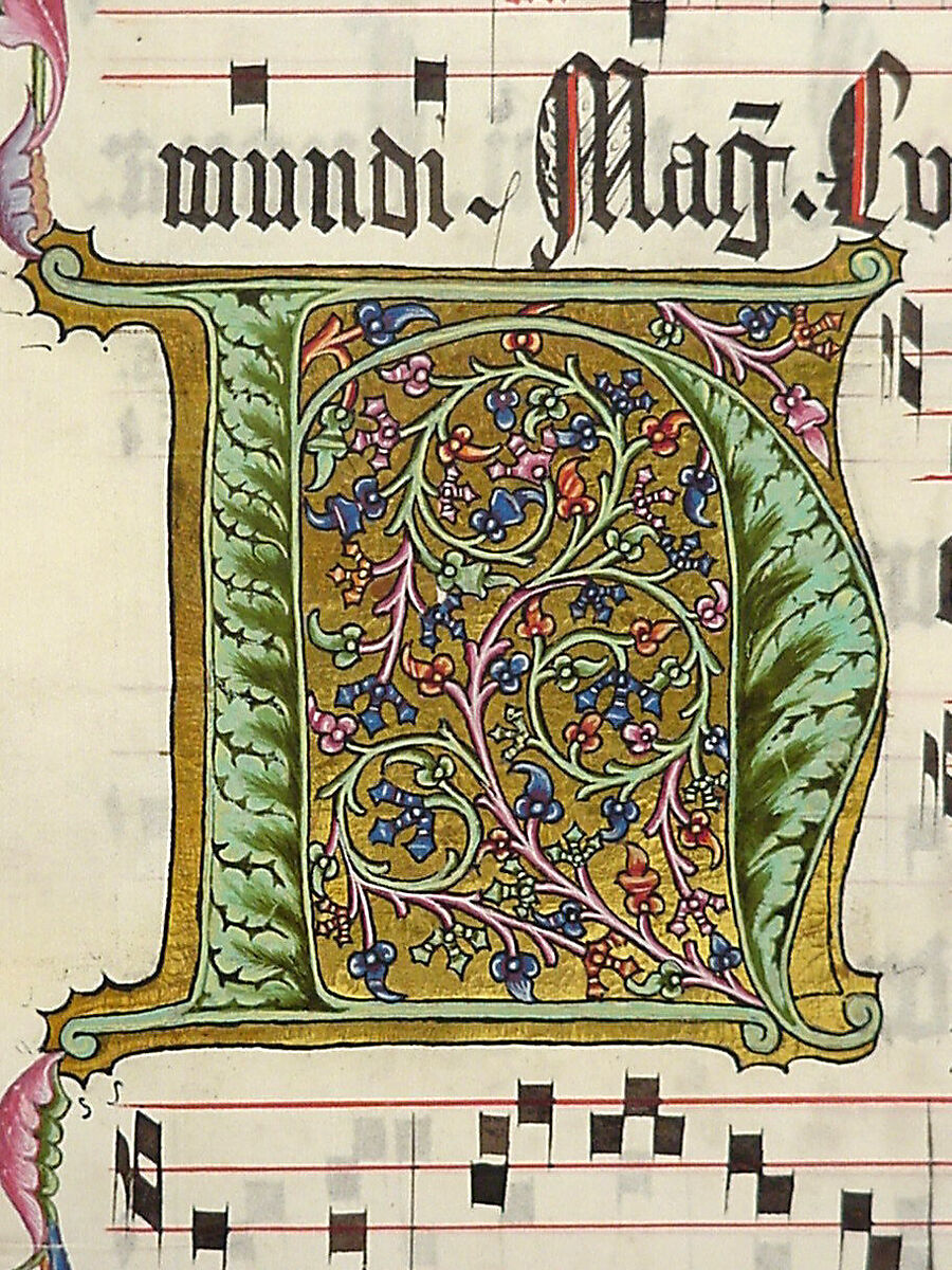 Manuscript Leaf with Initial H, from an Antiphonary, Tempera, ink, and metal leaf on parchment, German