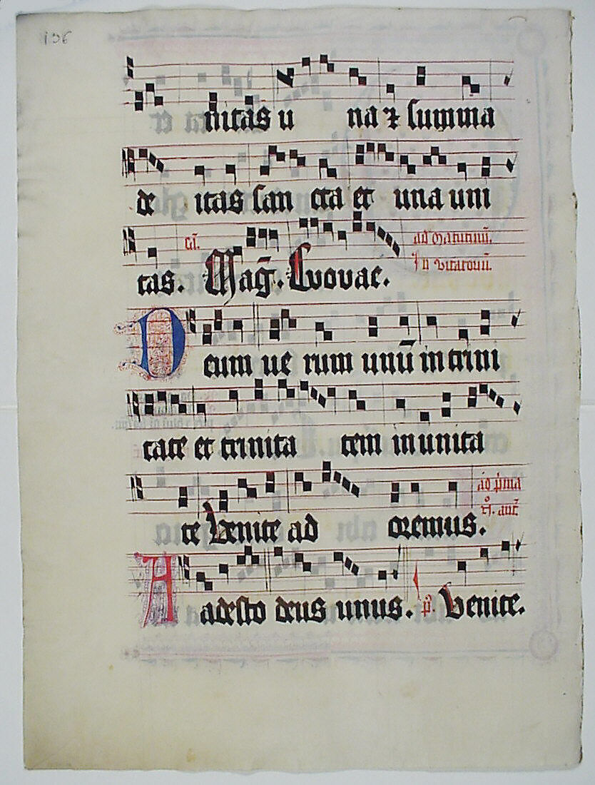Manuscript Leaf with Initial O, from an Antiphonary, Tempera, ink, and metal leaf on parchment, German