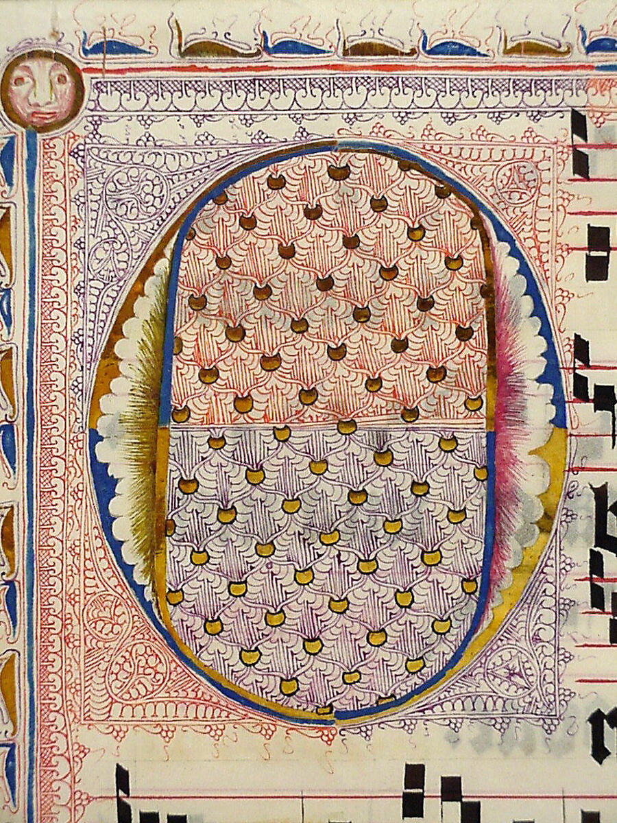 Manuscript Leaf with Initial O, from an Antiphonary, Tempera, ink, and metal leaf on parchment, German