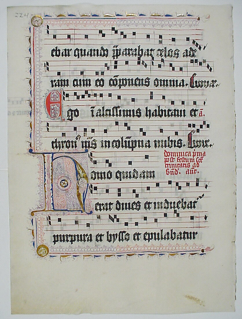 Manuscript Leaf with Initial H, from an Antiphonary, Tempera, ink, and metal leaf on parchment, German 