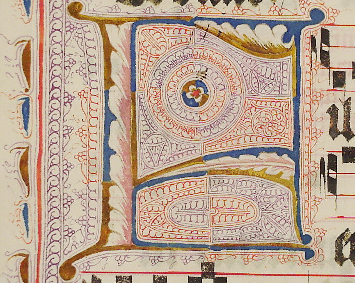 Manuscript Leaf with Initial F, from an Antiphonary, Tempera, ink, and metal leaf on parchment, German